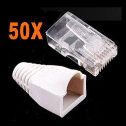 50X RJ45 RJ-45 Connectors Modular Plugs/Plug Boots