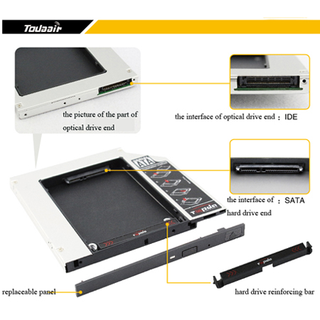 9.5mm IDE/PATA to SATA 2nd HDD 

HARD DRIVE Caddy DVD Optical Bay MAC NON-UNIBODY